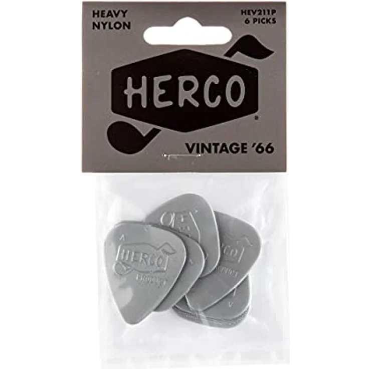 Dunlop Herco Vintage 66 Pick Heavy, Plektrum Pack mit 6 Stück, Standardform (351), aus Nylon, hohe Stärke – Bild 4