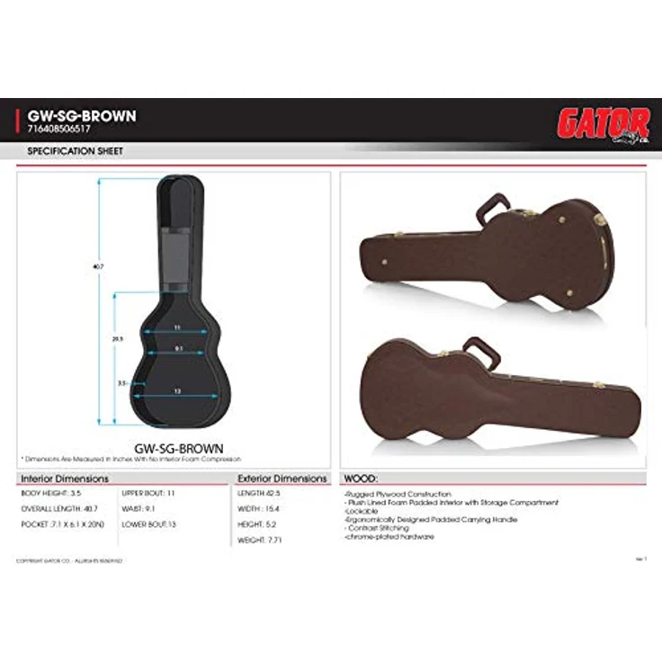 Gator Deluxe Case Vintage DC-Style, Gitarrenkoffer für Double Cut Modelle – Bild 9