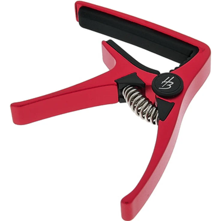 Harley Benton Acoustic Capo, hochwertiger Kapodaster für Akustikgitarre, rot, ultraleichte Aluminium-Legierung, einhändig bedienbar