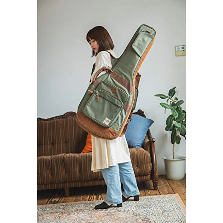 Ibanez IGB541-MGN Powerpad Gigbag für E-Gitarre, 15mm Polsterung, stoßdämpfendes Powerpad, Moss Green, mit Zubehörfächern und Rucksackgarnitur – Bild 2