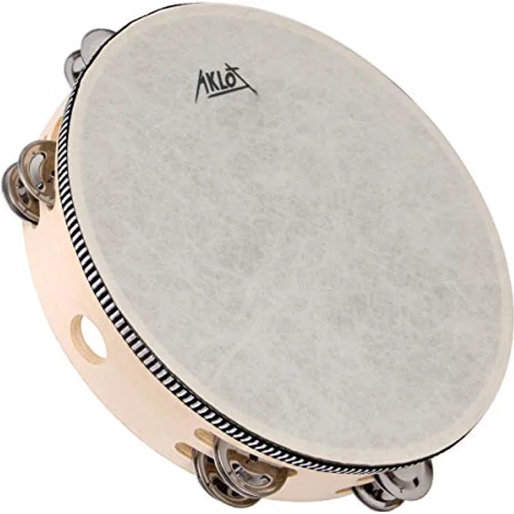 AKLOT 10" Tamburin Handtrommel mit 8 Paar Metallglocken-Jingles, stabile Pappelholzstruktur, ideal für Party, Tanz und Gesangsbegleitung