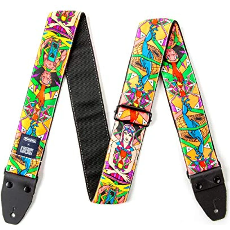 Jim Dunlop Gitarrengurt I Love Dust - Hourglass, Multicolor, hochwertiges Jacquard-Gewebe, Zugtest bis 90 kg, Lederenden – Bild 2