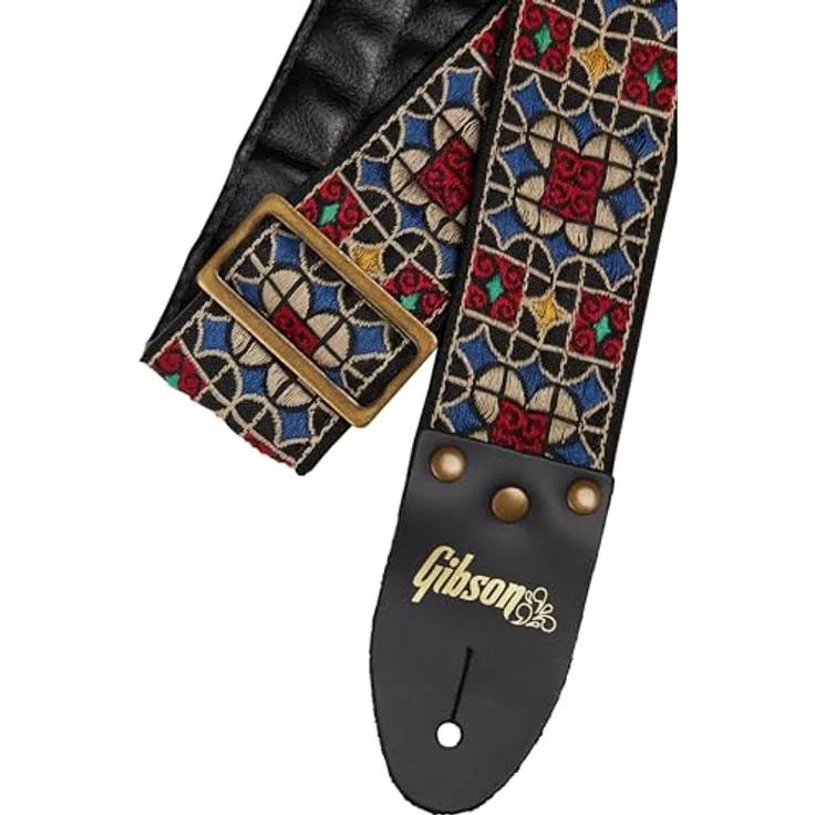 Gibson The Mosaic Strap, Gitarrengurt aus Premium Material, mehrfarbig, Lederenden mit goldfarbenem Logo, einstellbare Länge 88 - 153 cm – Bild 2