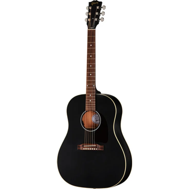 Gibson J-45 Special Satin Ebony, Westerngitarre Dreadnought mit Tonabnehmer, Sitkafichte massiv, Mahagoni, inkl. Gigbag