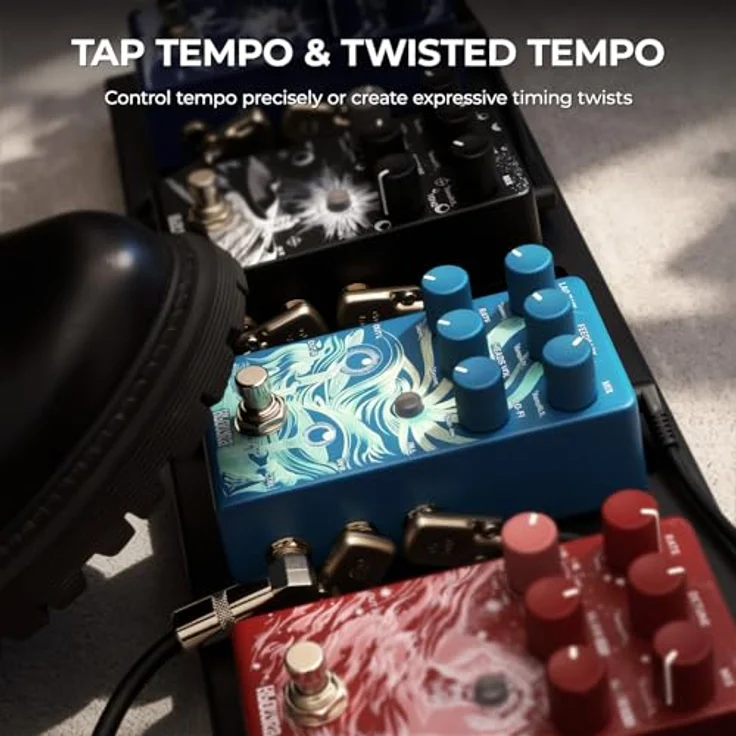 Klowra Rilium Stereo Delay, Multi-Head Delay-Pedal für E-Gitarre mit Tap Tempo und 24-Bit Audioqualität – Bild 5