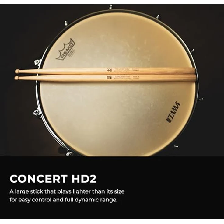 Meinl HD2 Concert Hickory, Drumsticks aus hickory Holz mit leichtem Gewicht, 406 mm Länge, 16 mm Durchmesser, made in Germany – Bild 2