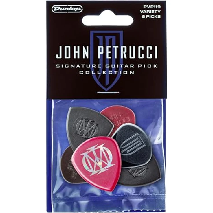 Dunlop John Petrucci Signature Pick Collection, Variety Pack mit 6 Plektren, Schwarz und Oxblood – Bild 1