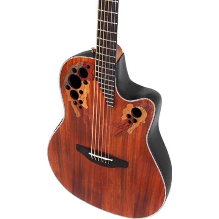 Ovation Celebrity Elite Plus CE44P-FKOA-G, Westerngitarre mit geriegelter Koa Decke, Cutaway, Lyrachord Mid-Depth Korpus, natur Hochglanz – Bild 5