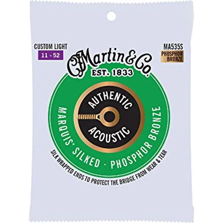 Martin Guitar MA-535S Authentic Silked Acoustic Set, Saitensatz für 6-saitige Westerngitarre, Custom Light, Phosphor Bronze 92/8, Stärken 011-052 – Bild 1