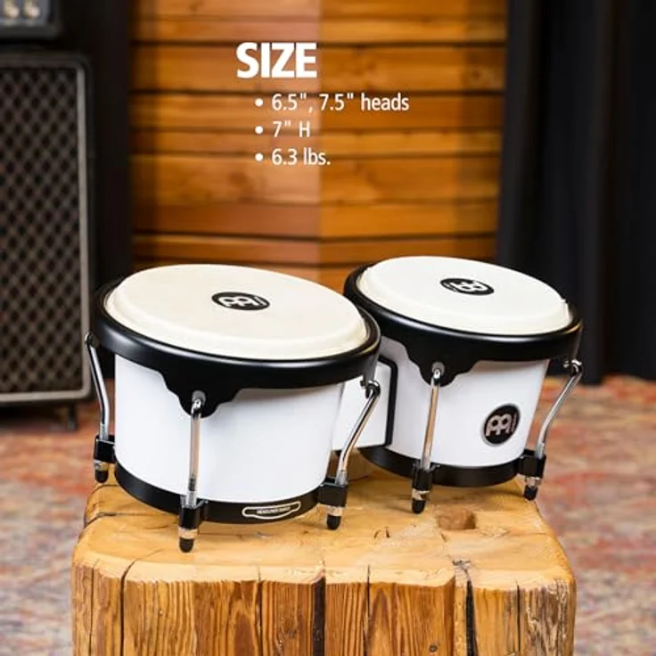 Meinl HB50WH Bongo Bright White, 6,5" Macho & 7,5" Hembra, ABS Kunststoff, handselektierte Wasserbüffelfelle, inklusive Stimmschlüssel – Bild 6