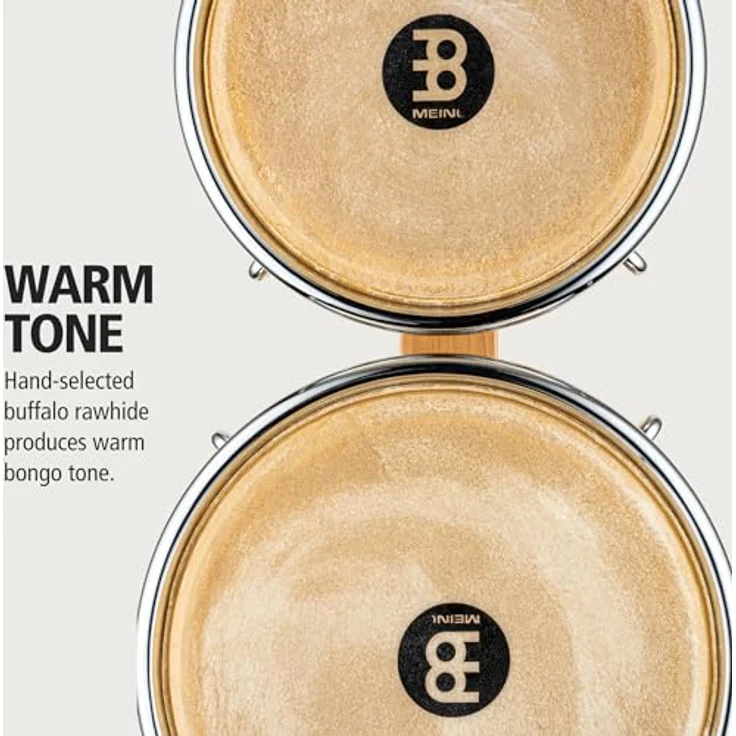Meinl WB200NT-CH Bongoset, 6 3/4" und 8", Gummibaum, handselektierte Büffelfelle, hochglanz Finish, chrom Hardware – Bild 3
