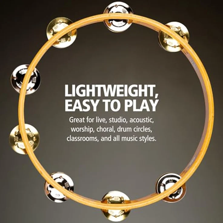 Meinl TA2M-SNT Recording Tambourine, 2-reihig mit 16 Schellen, Stahl und Messing, Holzrahmen, Finish: Super Natural – Bild 4