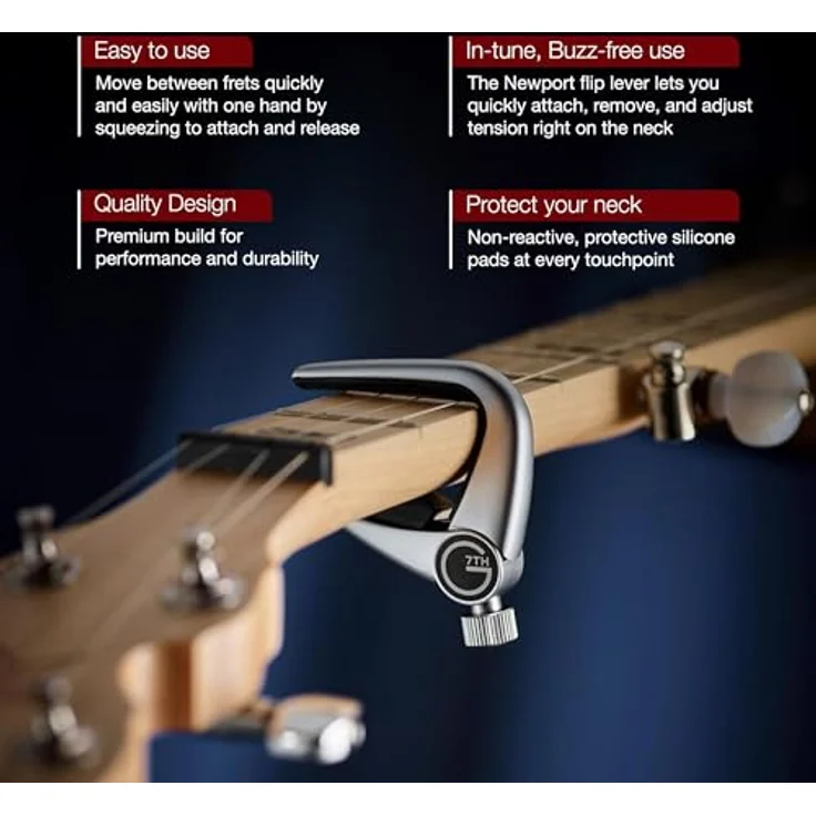 G7th Newport Banjo Kapodaster Chrom – Leicht mit verstellbarer Spannung, ideal für 5-saitige Banjos und andere kleine Saiteninstrumente – Bild 5