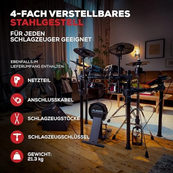 Alesis Nitro Ultimate Drum Kit, E-Drum Set mit 10" 2-Zonen Mesh Snare, Bluetooth Audio Streaming und 640+ Sounds – Bild 7