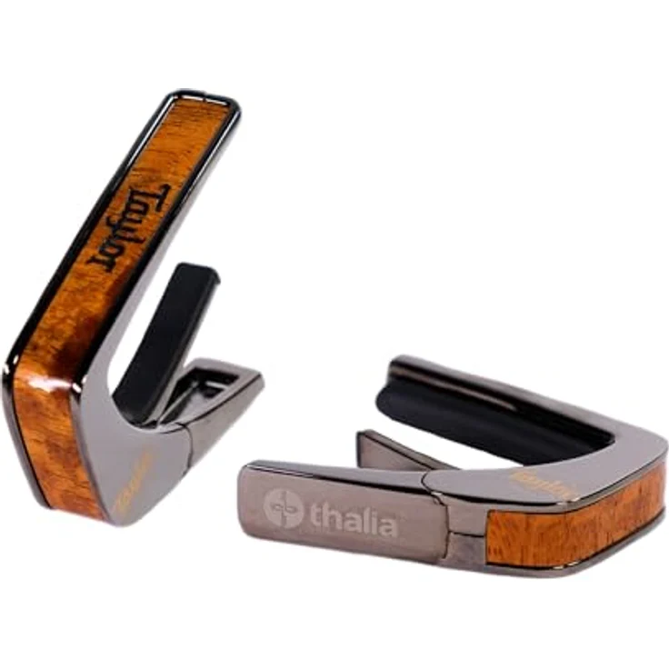 Thalia Capo Taylor by Thalia Koa, hochwertiger Kapodaster mit Ein-Hand-Bedienung und austauschbaren Fretpads für verschiedene Griffbrett-Radien, schwarz – Bild 1