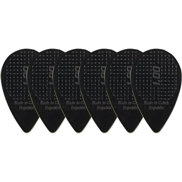 D-Grip Picks Balkan Form Nylon, Plektrum 1,00mm mit 3D-Grip-Textur, Schwarz, 6 Stück – Bild 1