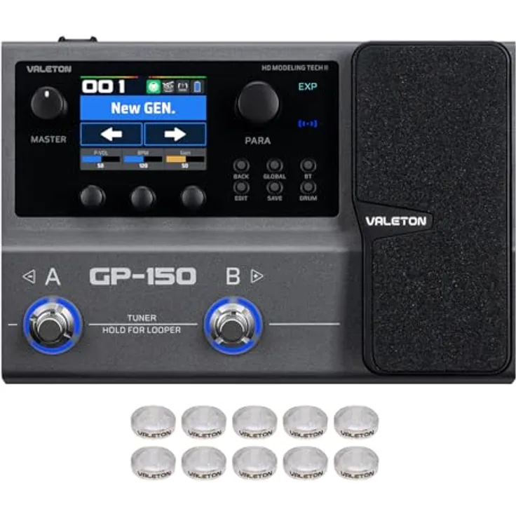 VALETON Multi-Effekt Prozessor 200+ HD Modeling Effekte, IR-Laden/NAM, 180-Sekunden-Looper, BT 5.0 Audio-Streaming, robustes Metallgehäuse