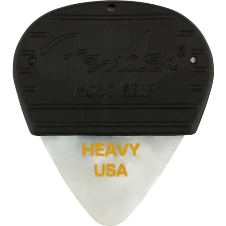 Fender Mojo Grip Guitar Picks, Celluloid Heavy, 3er Pack mit abnehmbarer Gummihülle, White Moto