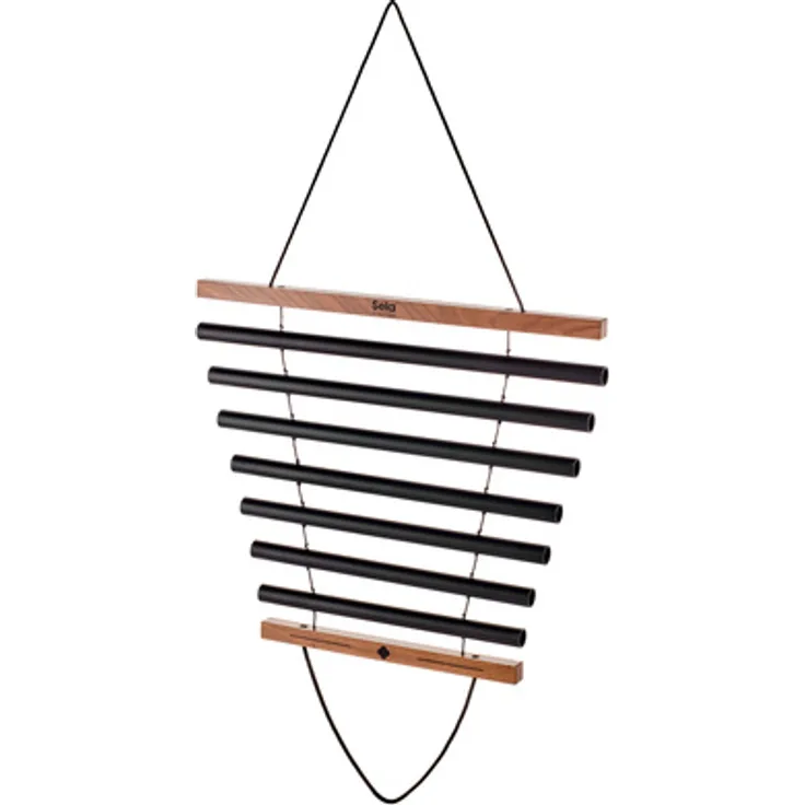 Sela Harmony Chimes 7 Dark, Percussion-Instrument mit 7 Klangröhren aus eloxierten Aluminium, Haltestäben aus Walnussholz, inklusive Schlägel und Tragetasche, Farbe: Schwarz/Walnuss