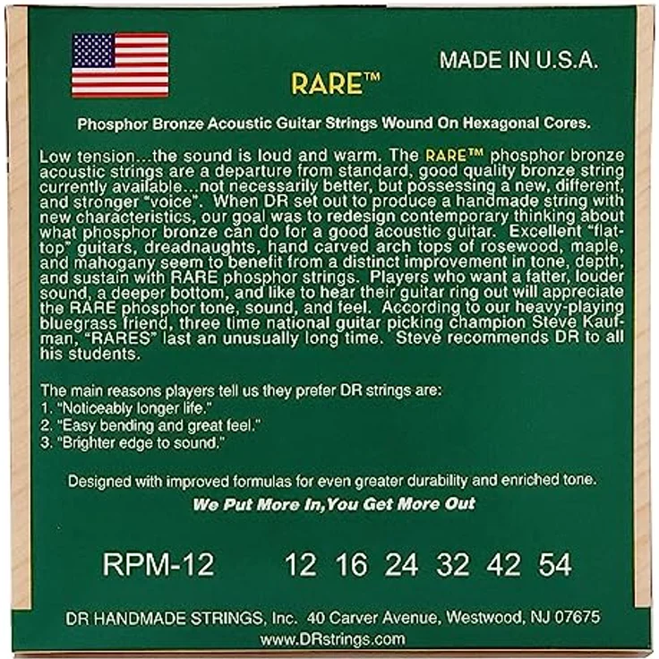 DR Strings Rare Acoustic RPM-12, Saitensatz für Westerngitarre, Phosphor Bronze, Medium, Stärke 12-54 – Bild 8