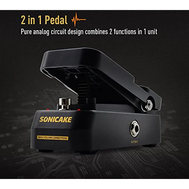 SONICAKE Wah Pedal VolWah, aktives Volume- und Wah-Expression Pedal mit 100% analoger Lautstärke, leichtem und robustem Gehäuse, inkl. zwei LED Anzeigen – Bild 2