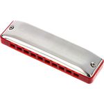 C.A. Seydel Söhne Orchestra S LF, Mundharmonika mit 10 Kanzellen, erweiterter Tonumfang, karmin-roter Körper aus ABS-Kunststoff, inkl. Lederetui