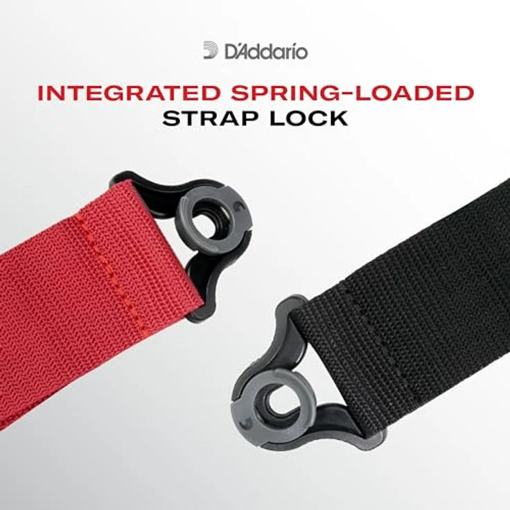 Daddario Auto Lock Gitarrengurt Skater Stars, schwarz-grau, mit integriertem Sicherungssystem, 76-140 cm einstellbar, Breite 50 mm – Bild 2