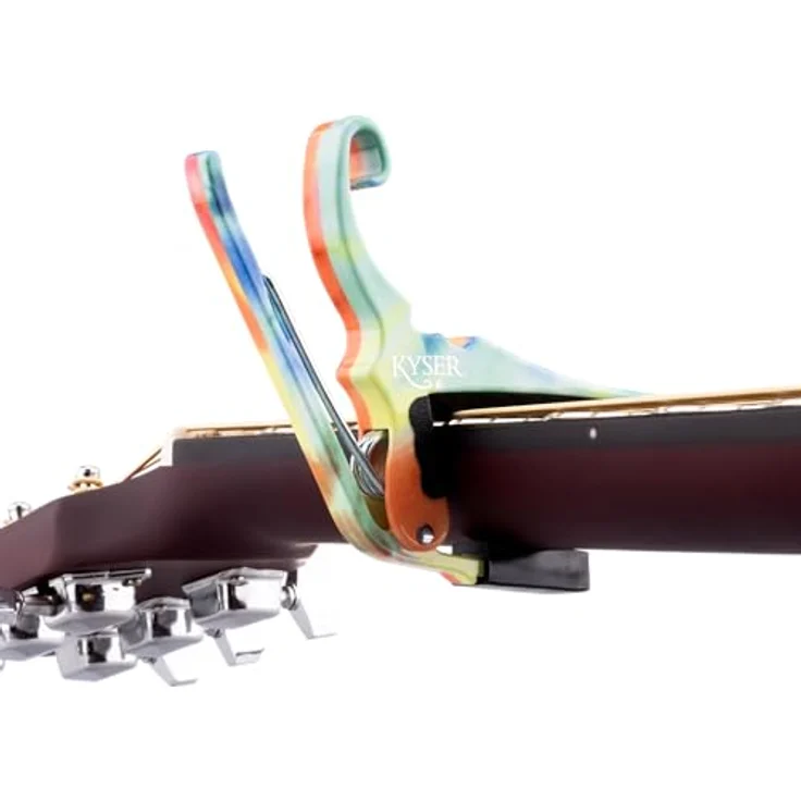 Kyser Quick-Change Capo Tie Dye, Kapodaster für Akustikgitarre, leichte Aluminiumausführung, einfach zu bedienen, Made in USA – Bild 3