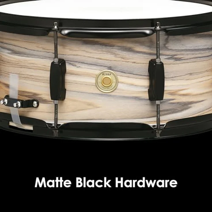 TAMA WP1465BK-NZW Snare Drum, 6.5" x 14", 8-lagiger Pappel-Kessel, Matt Schwarz Hardware, Natural Zebra Wood Wrap – Bild 3