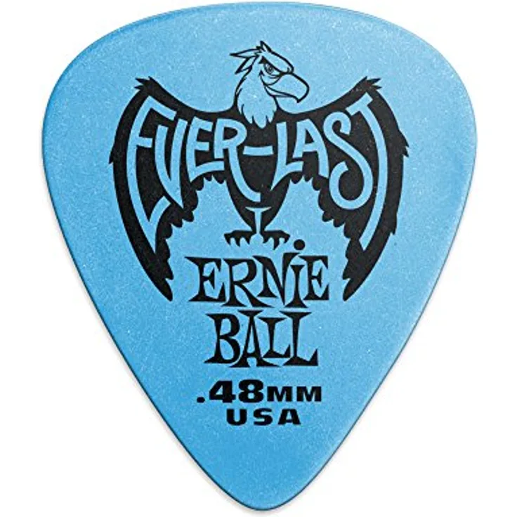 Ernie Ball Everlast Picks EB9181, 12er Pack Plektren aus strapazierfähigem Delrin, 0,48 mm, blau