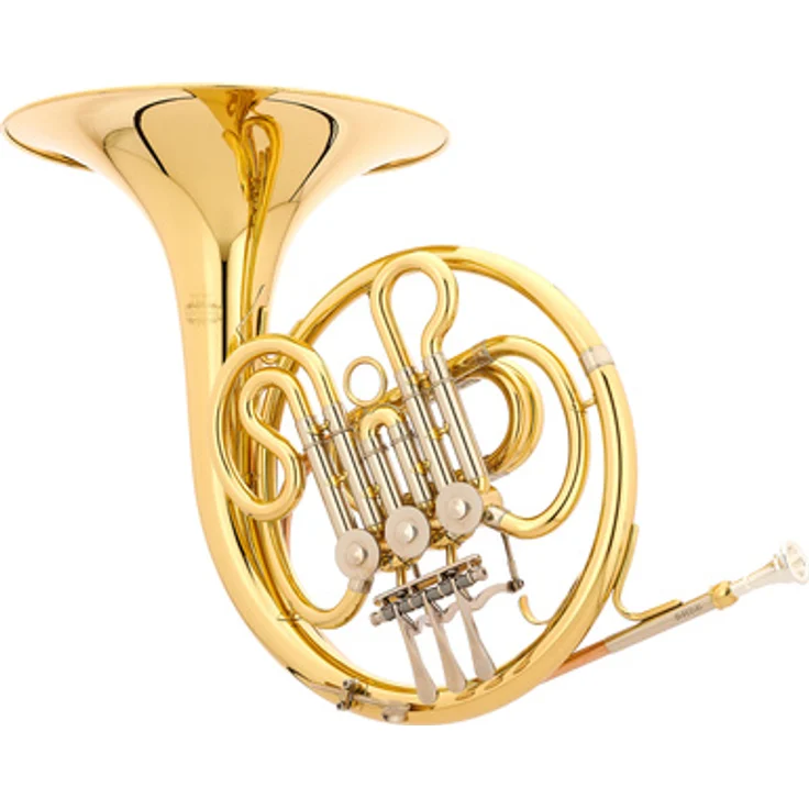 Thomann HR 100 Junior Bb-French Horn, Kinderwaldhorn aus Messing mit verstellbarem Fingerring, klarlackiert inkl. Mundstück und Koffer