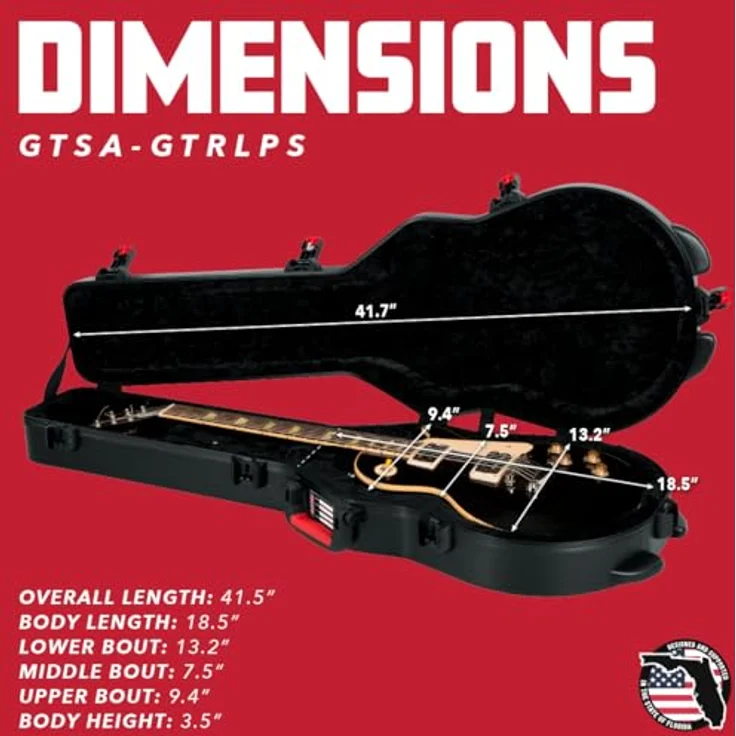 Gator TSA SC Guitar Case, Gitarrenkoffer für Single Cut E-Gitarre mit TSA-zugelassenem Zentralverschluss, schwarz – Bild 6