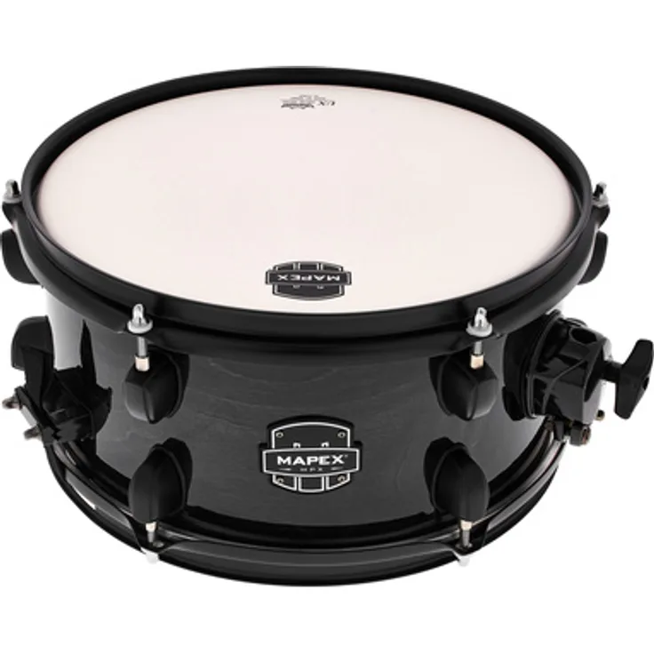 Mapex 12"x6" MPX Hybrid Snare, Snare Drum mit 7,2mm Ahorn-/Pappelkessel, Transparent Midnight Black Finish und Chrom Hardware