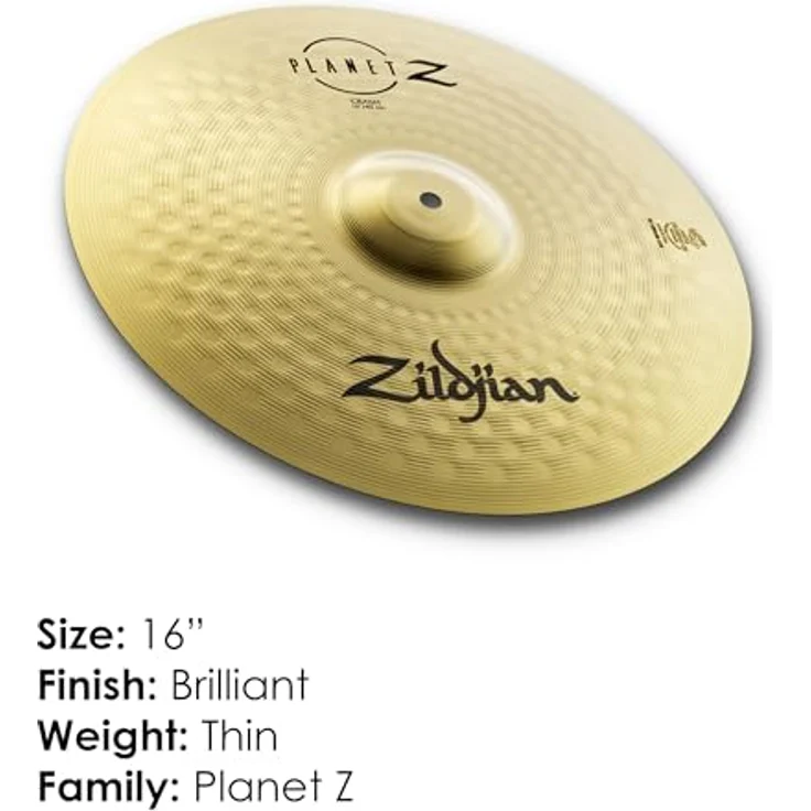 Zildjian Planet Z Crash 16" Becken, 2020 Version für ausgewogenen Klang und hochwertige Verarbeitung – Bild 2