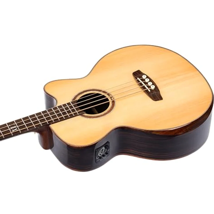 Ortega STRIPEDSU.ACB, Akustikbass mit massiver Alaska Fichtendecke, Cutaway, Natur Hochglanz Finish, inkl. Gig Bag – Bild 3