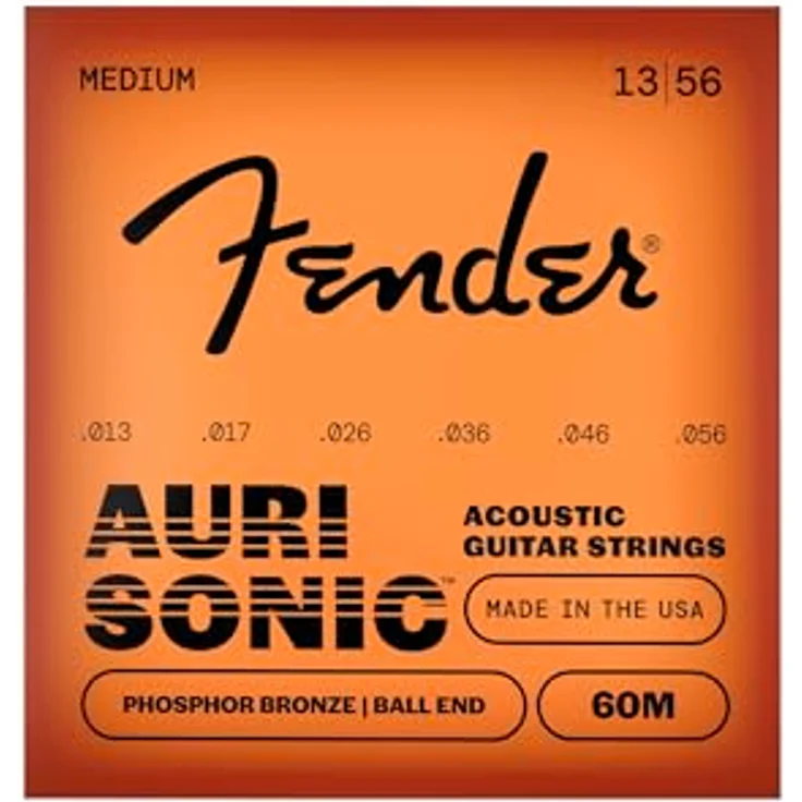 Fender Phosphor Bronze Acoustic Guitar Strings, Ball End, 60M .013-.056 Gauges, klare Höhen und fokussierte Mitten, 6er Pack – Bild 1
