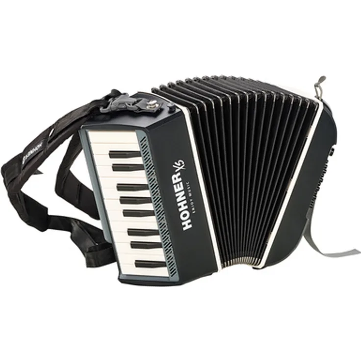 Hohner XS Accordion Piano, leichtes Piano-Akkordeon mit 15 Bässen, 21 Diskanttasten, ergonomischer Konstruktion, grau