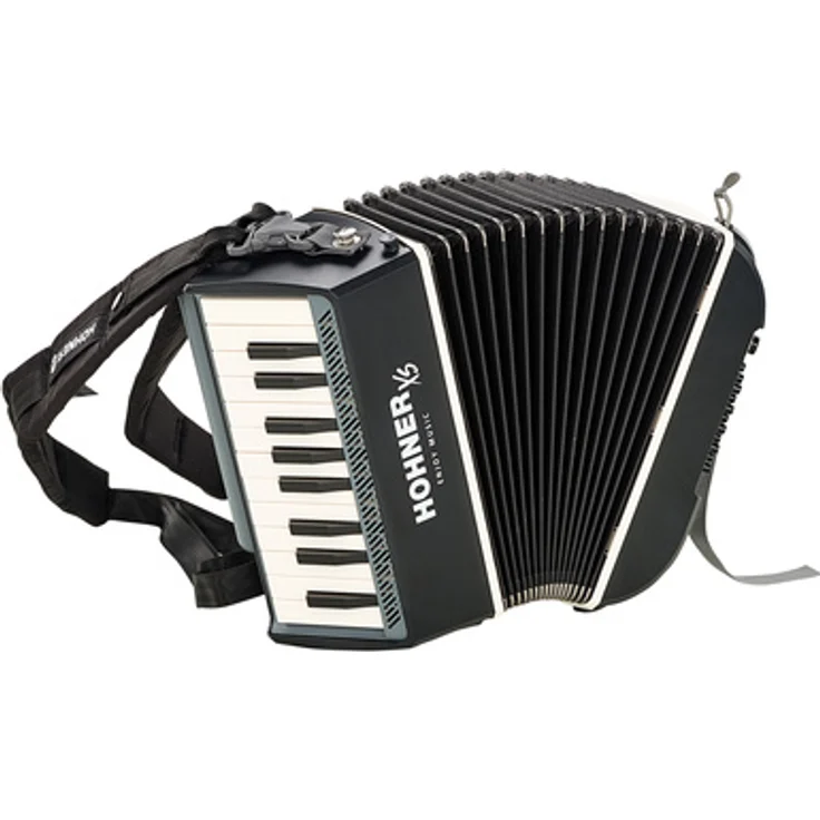 Hohner XS Accordion Piano, leichtes Piano-Akkordeon mit 15 Bässen, 21 Diskanttasten, ergonomischer Konstruktion, grau
