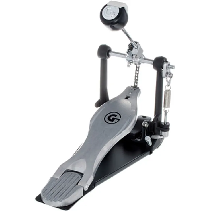 Gibraltar 5711S Bass Drum Single Pedal, leicht mit G-Class Trittplatte, einstellbarer Federspannung und Dual-Beater (Kunststoff/Filz)