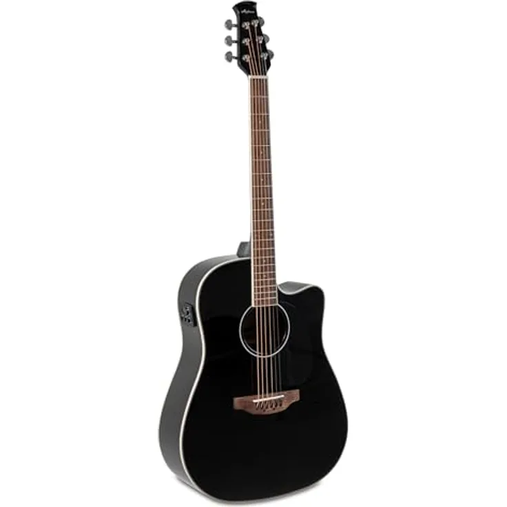 Applause AED96-5HG, Westerngitarre Dreadnought mit massiver Fichtendecke, Cutaway, Schwarz Hochglanz, inkl. AP3PT Tonabnehmer und eingebautem Stimmgerät