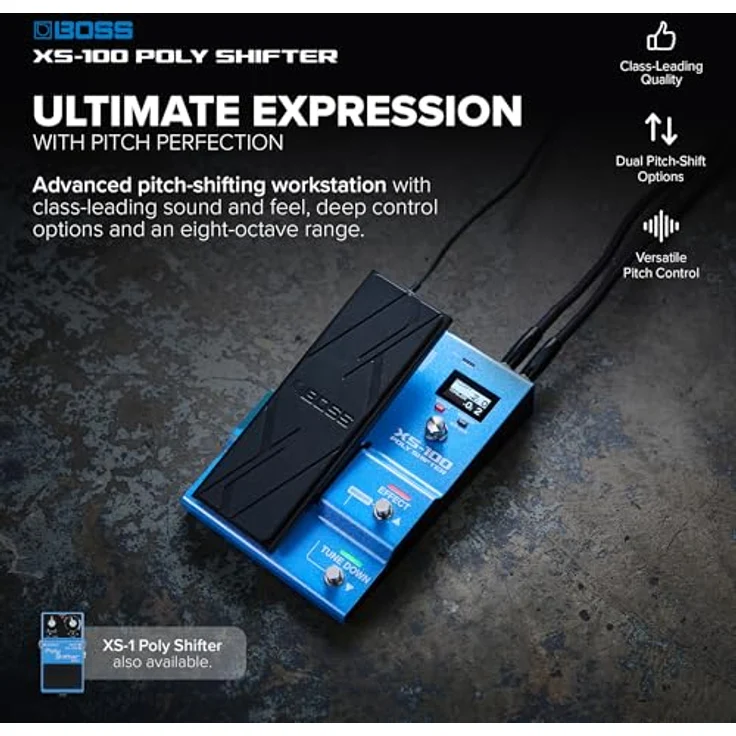 Boss XS-100 Poly Shifter, Effektpedal für E-Gitarre mit integriertem Expression-Pedal und LCD-Display, 30 Speicherplätze, polyphone Tonhöhenkorrektur – Bild 2