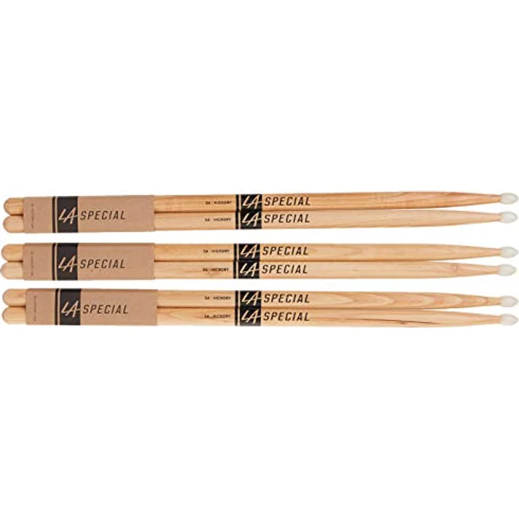 ProMark LA Specials 5A Hickory Drumsticks, ovaler Nylonkopf, 3 Paar für Studio und Live, 40,6 cm Länge – Bild 5