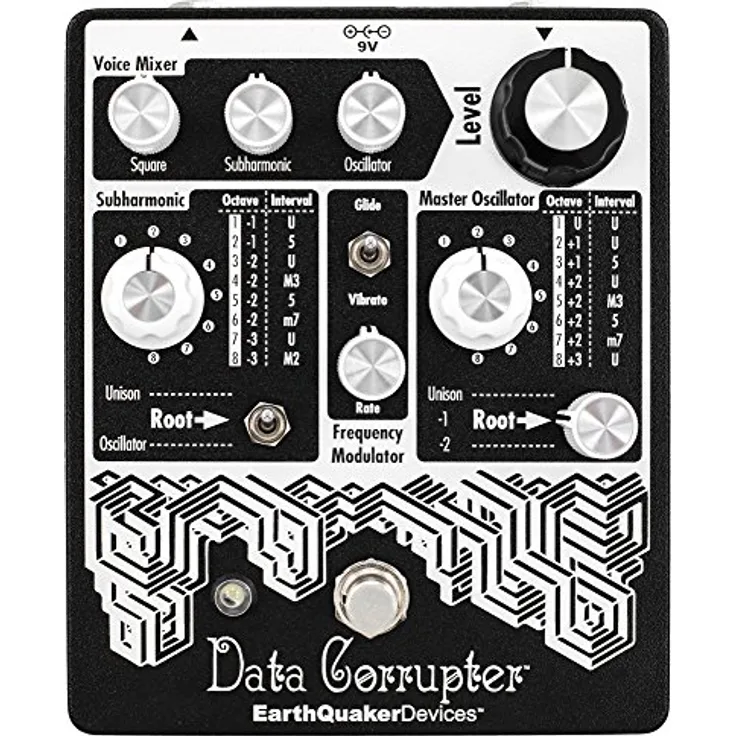 EarthQuaker Devices Data Corrupter, Moduliertes Monophonic Harmonizing PLL Effektpedal mit 3 Stimmen und 2 Frequenz-Modulations Modi, Hand-made in USA