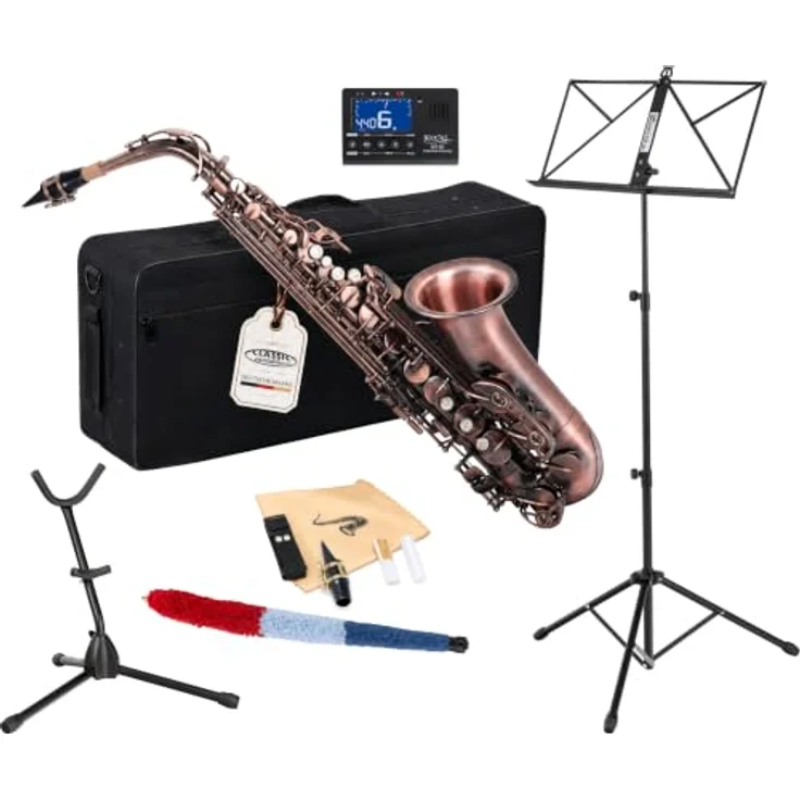 Classic Cantabile AS-450 Antique Red Altsaxophon Set, Altsaxophon aus Messing mit ergonomischer Klappenmechanik und vollem Klang – Bild 1