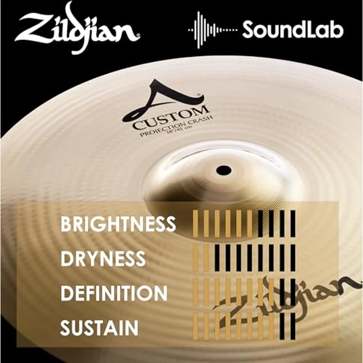 Zildjian A Custom Series - 18 Zoll Projection Crash Cymbal - Brilliant finish, mittleres dünnes Gewicht, kraftvoller Ton – Bild 5