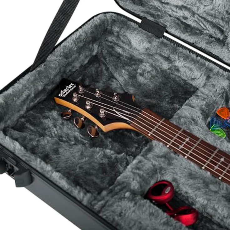 Gator TSA LED Electric Guitar Case, Gitarrenkoffer mit LED-Innenbeleuchtung für ST- & T-Style E-Gitarre, schwarz – Bild 16