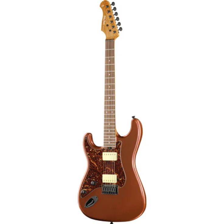 Harley Benton ST-Modern HH LH Rootbeer Metallic, Deluxe Serie Linkshänder E-Gitarre mit 2 Humbuckern und Ahorn-Griffbrett