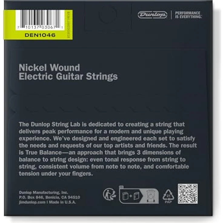 Jim Dunlop DEN1046 E-Gitarren-Saiten, Nickel Performance Medium, 6 Saiten 10-46 – Bild 2