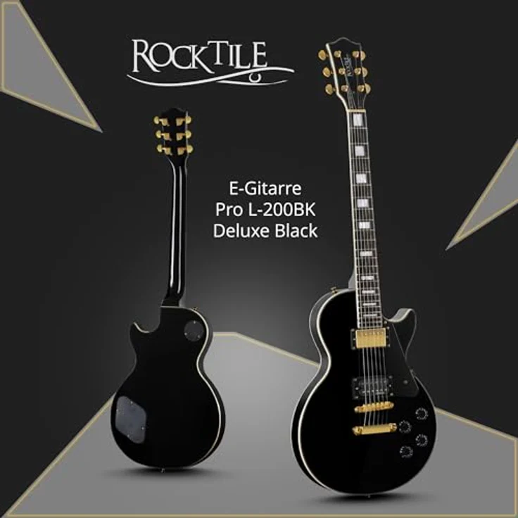 ROCKTILE Rocktile Pro L-200BK Deluxe E-Gitarre, 2 Humbucker, Mahagoni Korpus, schwarzes Finish – Bild 2
