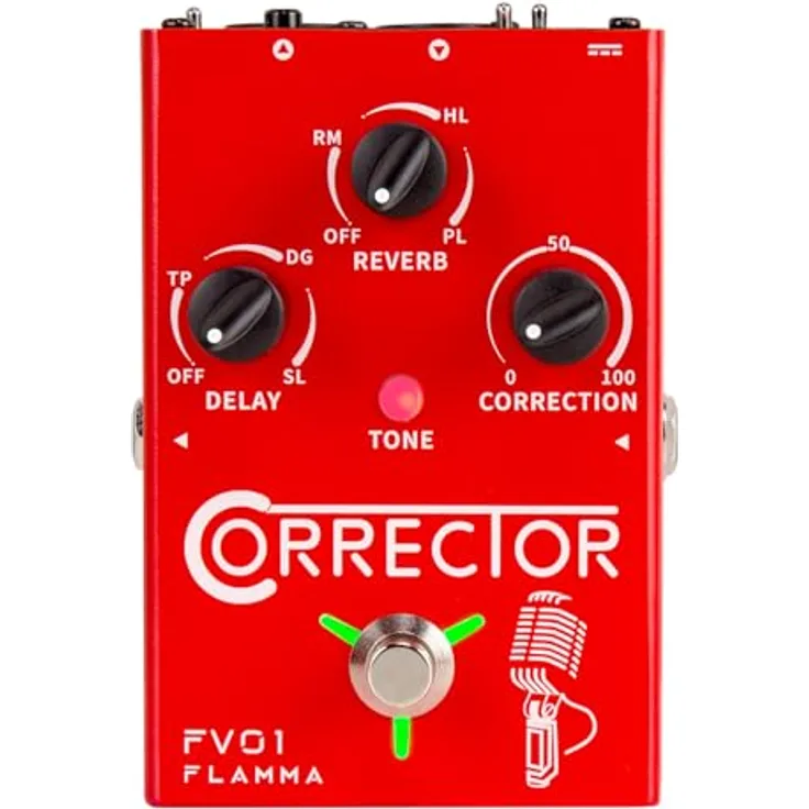 Flamma FV01 Vocal & Guitar FX, Gesangs- und Gitarren-Effektprozessor mit 48-V-Phantomspeisung, Delay und Reverb